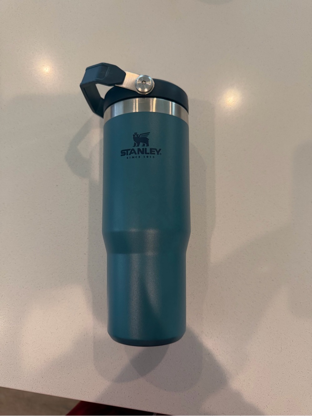 Stanley Teal Insulated Travel Tumbler with flip top Lid